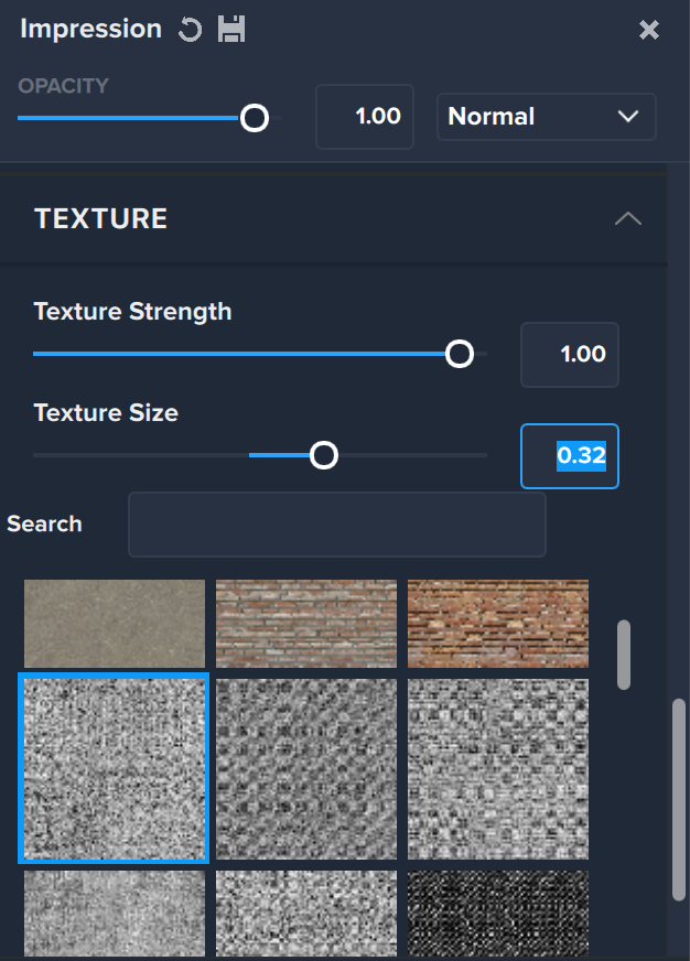 Topaz Labs Impression texture section